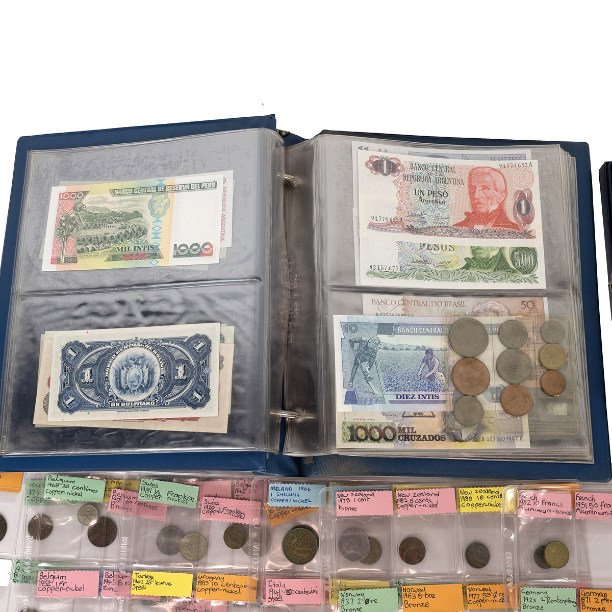 Coin and banknote collection. Folio of South American banknotes including Argentina, Bolivia and ... - Image 3 of 5