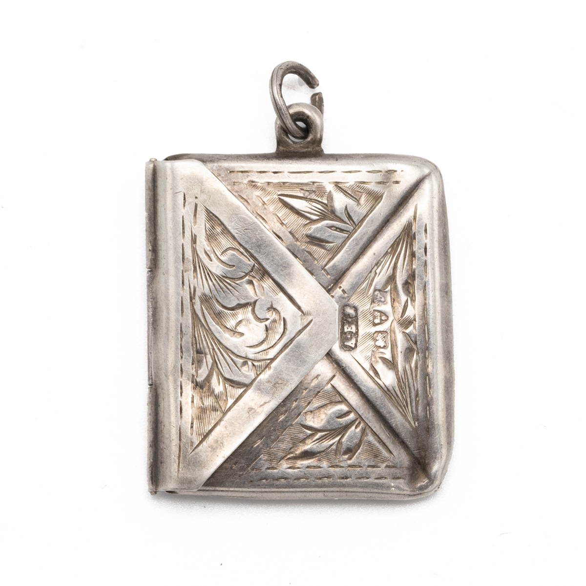 Chester hallmark  (possibly 1921, A E Jones) sterling silver stamp case fob, engraved with acanth... - Image 2 of 4