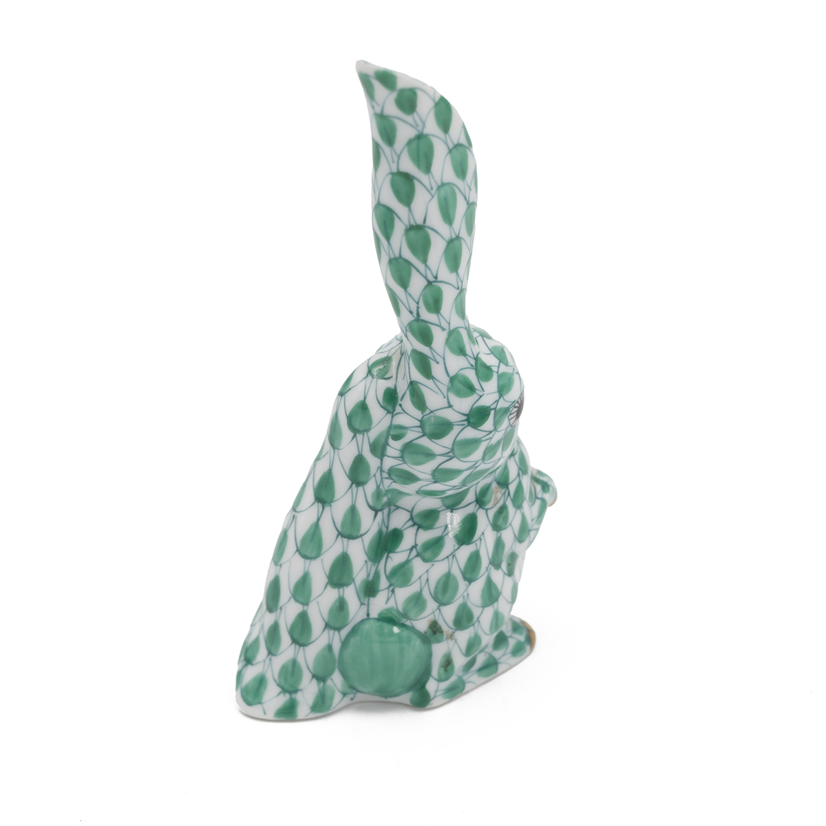 Herend - "Funny Rabbit" in Vieux Herend green fishnet with gilt highlights. Printed Herend crest ... - Image 2 of 3