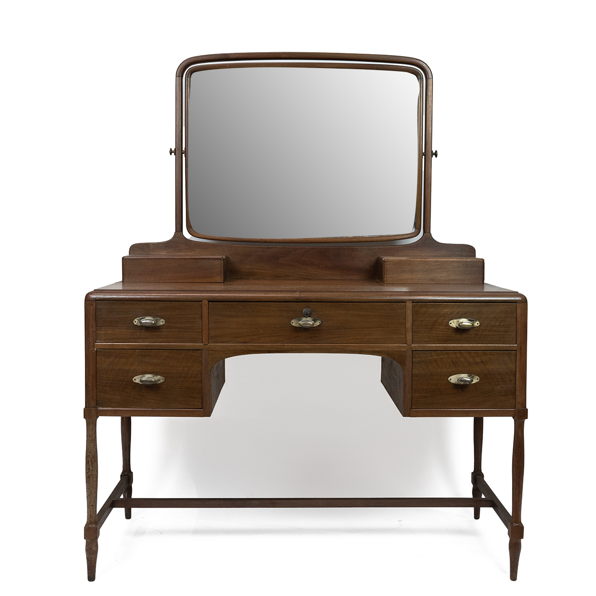 Early 20th Century teak Dressing Table with swing toilet mirror and two drawers to top, over five...