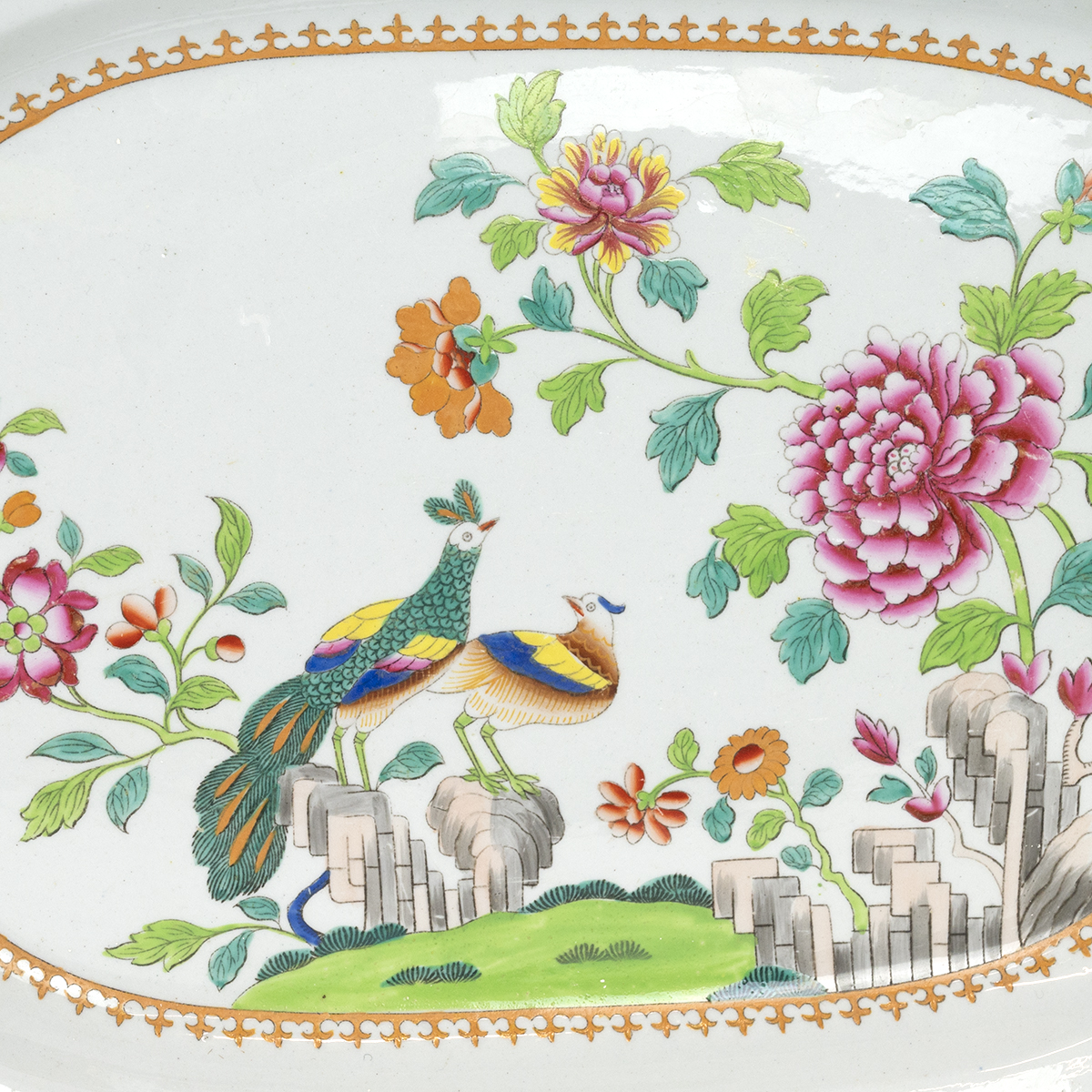 Spode - early 19th Century Peacock pattern No 2118 - part tea service comprising large Teapot wit... - Image 2 of 6