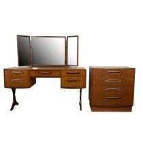 Mid 20th Century G-Plan teak dressing suite comprising dressing table and small chest of drawers....