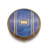 1950s musical compact, made by Swiss company Reuge Sainte-Croix, with gilt metal case and blue en...