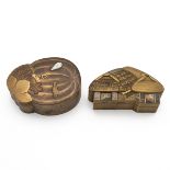 Two Meiji, late 19th-century/early 20th-century Japanese gold lacquered boxes and covers, the fir...