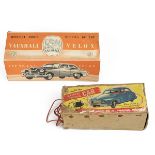 Chad Valley Remote Control Car in Box, red tinplate body; together with Vauxhall Velox 1/18 scale...