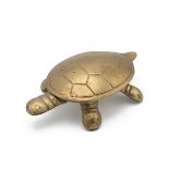 Vintage brass tortoise, its shell opening on a hinge to reveal an ashtray. L 10cm, W 6cm.