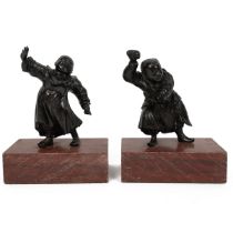 Two late 19th/early 20th century Japanese Meiji era bronzes of Chinese boys, one holding a stone ...