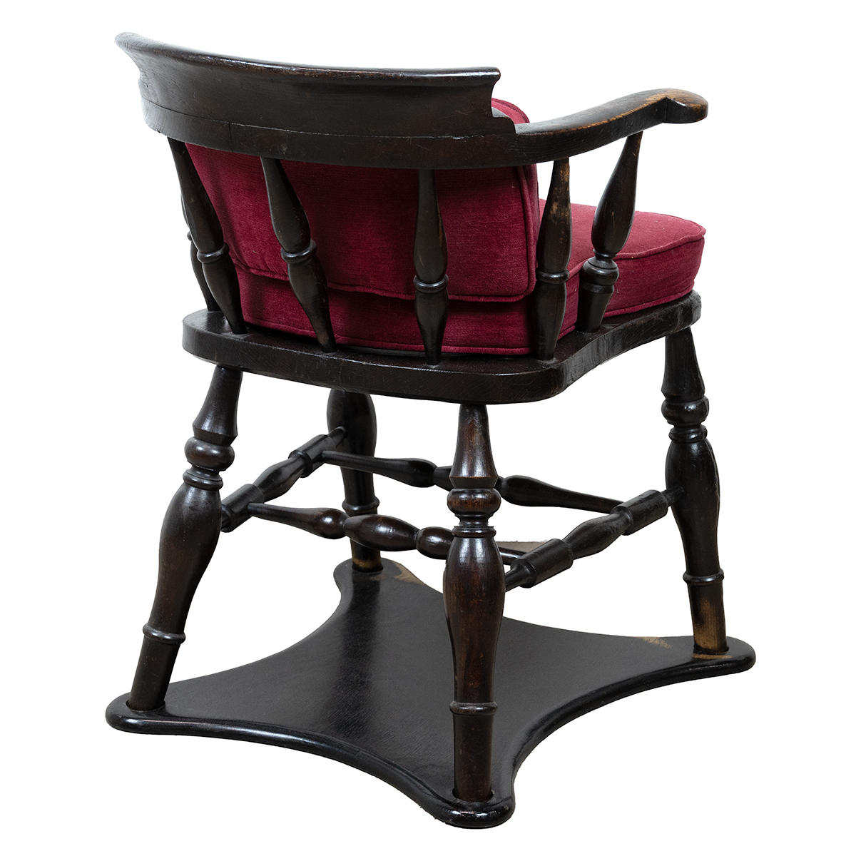Midland Railway wooden 'Captain's' style desk chair, early 20th Century. Turned and spindle suppo... - Image 2 of 4