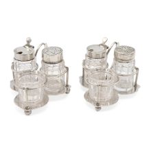 Goldsmiths & Silversmiths Company Ltd pair of cut glass and silver cruet sets, hallmarked for 191...