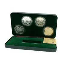 1980 Moscow Olympic Games 925 silver proof four-coin Isle of Man Crown set from Pobjoy Mint. Weig...