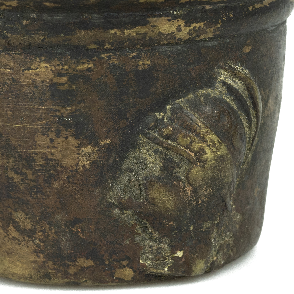 17th Century or earlier bronze apothecary's mortar with pestle. The heavily patinated bowl, which... - Image 3 of 3