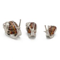 Saturno - graduated set of three silver and enamel snails, the largest height 26mm, length 35mm. (3)