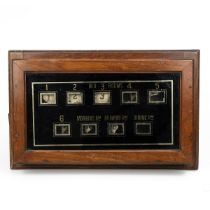 Antique servant's wall mounted bell box c1900. Teak frame with glass front, wring tags and window...