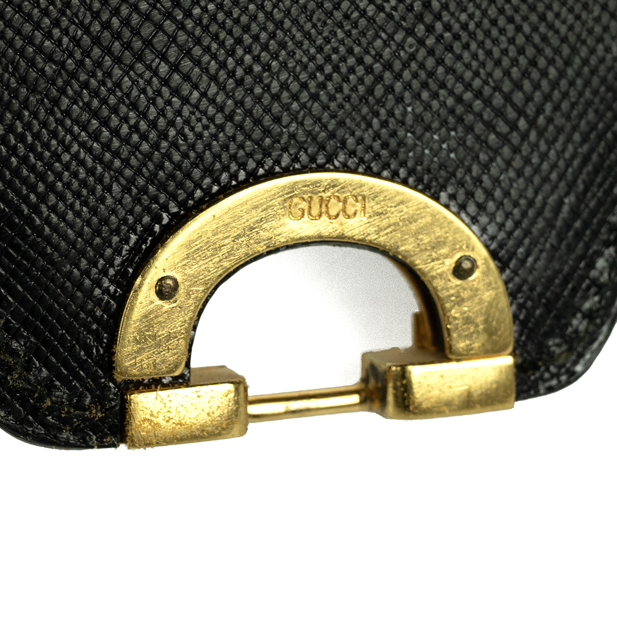 Circa 1980s vintage Gucci black leather handbag, with gold-tone hardware, single handle, leather ... - Image 3 of 9