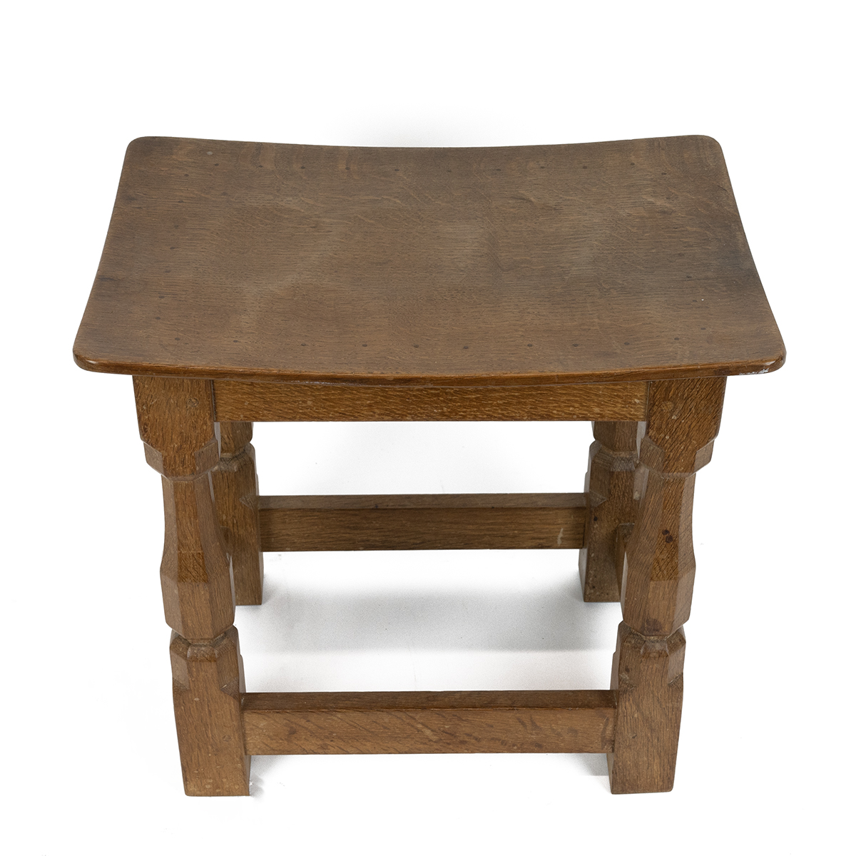 Robert Mouseman Thompson, Kilburn: An English Oak Stool, with a solid top, on four octagonal legs... - Image 2 of 4