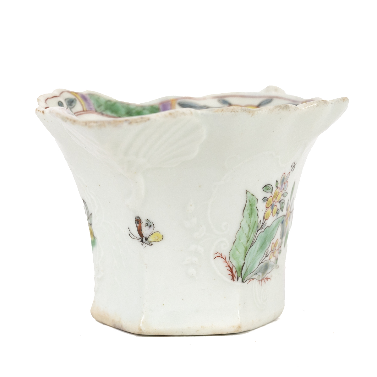 Worcester - First or Dr Wall Period hexagonal "Wigornia" form cream jug, circa 1760, with hand pa... - Image 3 of 4
