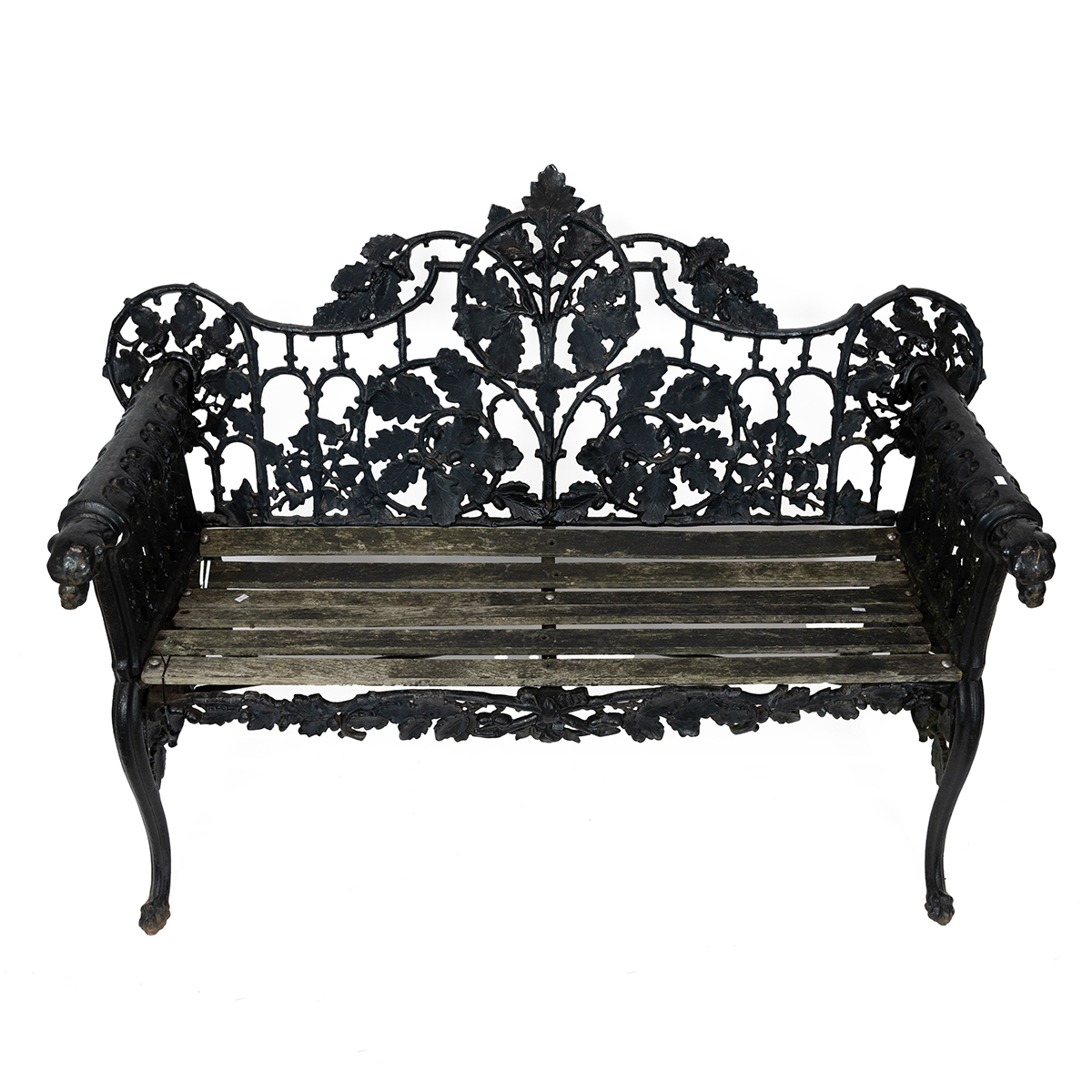 Late 19th Century cast iron Coalbrookdale style 'Oak & Ivy' pattern garden bench. Back support de... - Image 4 of 4