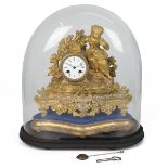 Mid 19th Century Louis XV style French mantle clock in gilt and ormolu case depicting a young gir...