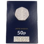 A UK uncirculated 50p Kew Gardens 2019 coin, in Change Checker coin mount.