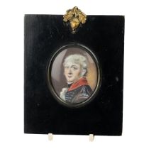 Early C19th German School, Oval Portrait Miniature of an Officer, circa 1820, bodycolour and wate...