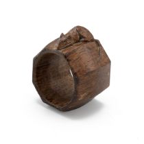 Robert Thompson, Mouseman of Kilburn, an octagonal napkin ring with a carved mouse signature, L5cm.