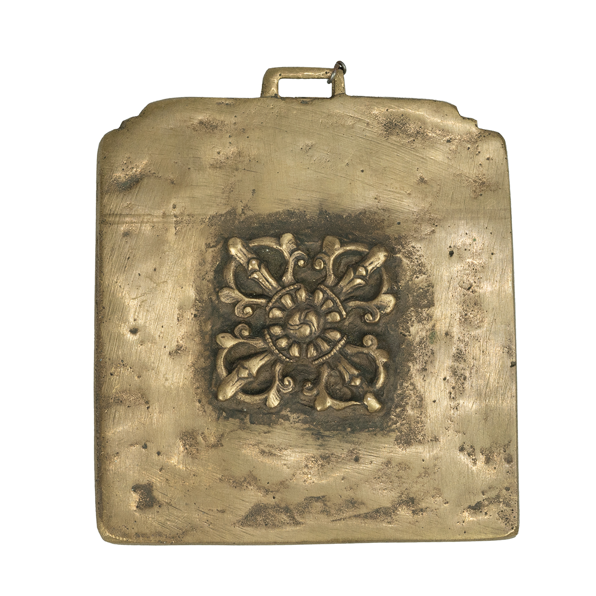 19th Century Chinese Tibetan bronze or brass square panel with relief decoration depicting the Ch... - Image 2 of 2