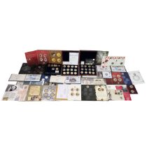 A collection of modern collector coins sets and parts sets, including Harrington & Byrne 50p Penn...