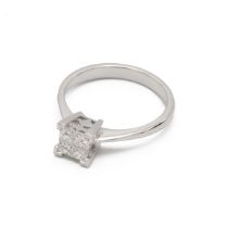 A four stone diamond ring, to an 18ct white gold mount, with a W G I certificate stating the four...