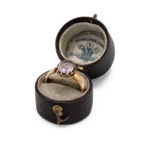 Victorian 15ct gold single stone ring, Birmingham 1878, finger size L 1/2, 3.2g gross, cased.