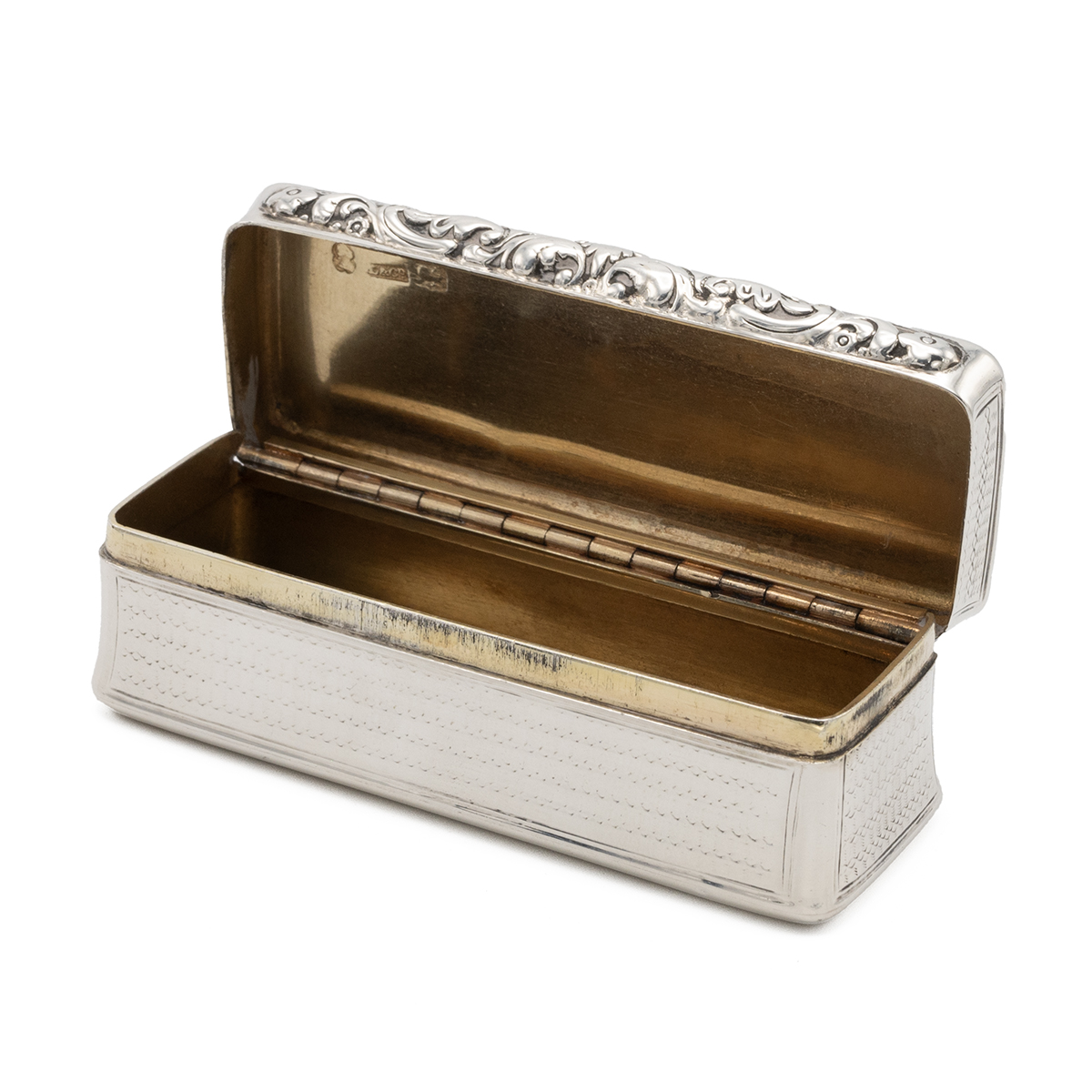 George IV, silver box, of oblong form with engine decoration and a vacant cartouche, Birmingham 1... - Image 2 of 3