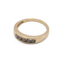 Five stone cinnamon diamond 9ct gold half hoop ring, the channel set stones estimated as totallin...