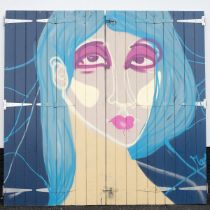 Camden Street Art of a blue haired girl