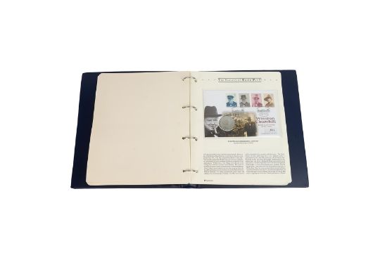 Great Britain At War coin and stamp first day cover set in folder with British Legion, Winston - Image 3 of 4