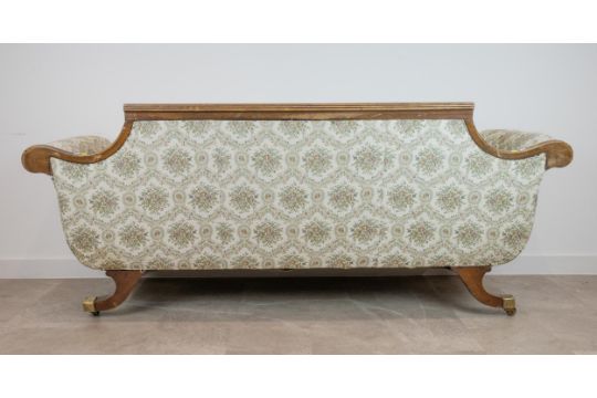 19th-century mahogany framed sofa, with scroll arms, a reeded and shaped back, 86cm high, 206cm - Image 2 of 5