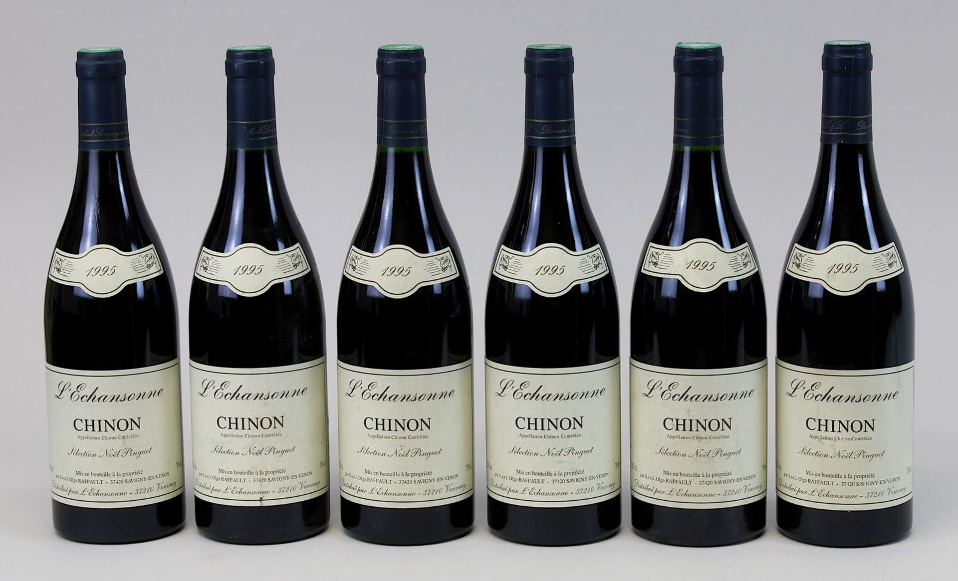 6 Flaschen 1995er L'Echansonne, Chinon, Selection Noel Pinguet, Savigny-En-Veron, jeweils gute