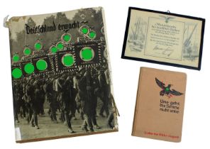 3 Objekte, Deutsches Reich 1933 - 1945: Klebebilderalbum "Deutschland Erwacht, Werden Kampf und Sieg