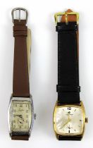 2 Junghans Herren - Armbanduhren, 20. Jh., Handaufzug, eine Uhr mit vergoldetem Edelstahlgehäuse, 2.
