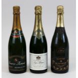 3 Flaschen Champagner, 2. H. 20. Jh.: eine Flasche J.M. Gremillet, Brut, Balnot S. Laignes; eine