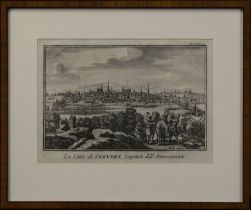 "La Citta di Treveri, Capitale dell´Arcivescovato", Blick über die Mosel auf die Stadt,