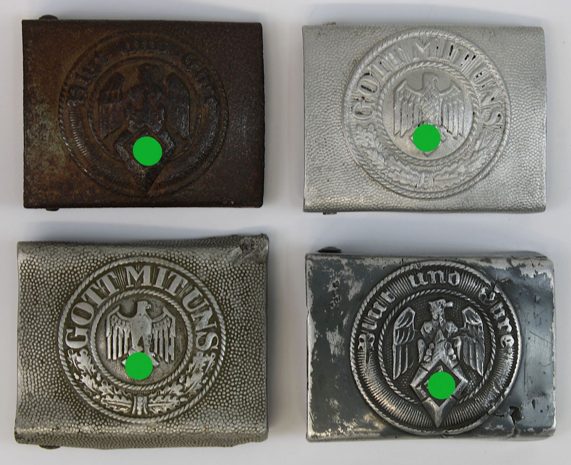 4 Koppelschlösser, Deutsches Reich 1933 - 1945, zweimal Wehrmacht Heer, das Heeresdienststück