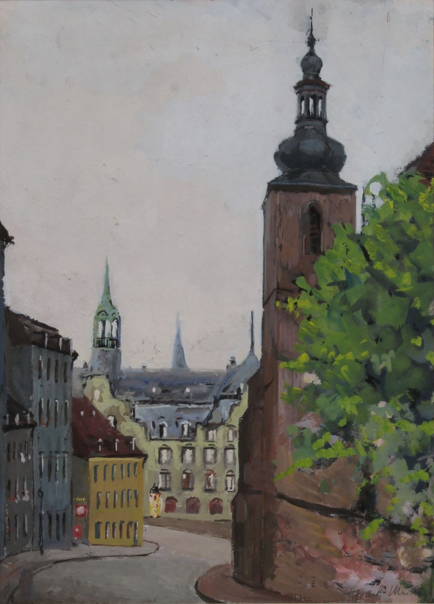 Müller, Hans Joachim (Saarbrücken 1909 - 1994 Saarbrücken), Blick auf Alt-Saarbrücken mit dem Turm - Image 2 of 2