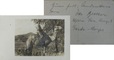 Photopostkarte Deutsch-Ostafrika, um 1910/18, wohl General Lettow-Vorbeck auf einem Kamel,
