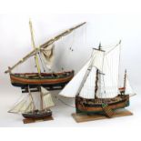 3 dekorative Schiffsmodelle, 20. Jh., Nachbau der Brigantine "Newsboy" von Boston, gebaut 1854,