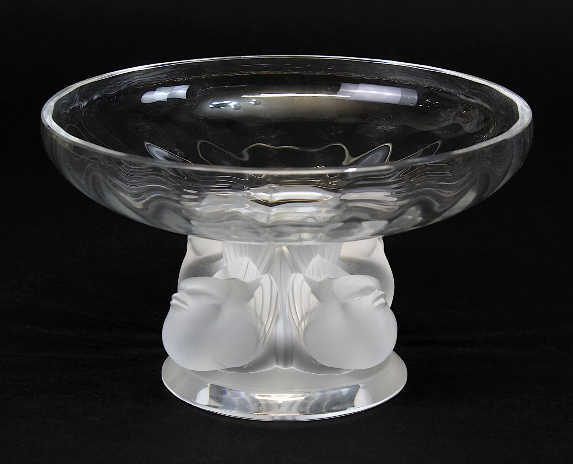 Lalique Schale Nogent, Wingen-sur-Moder, 2. H. 20.J h., klares Kristallglas, am Schaft 4