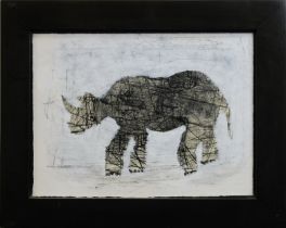 Pierre-Alex (geb. Valence 1970), "Rhino Noir", Mischtechnik auf Papier, Blattgröße: 27 x 37 cm,