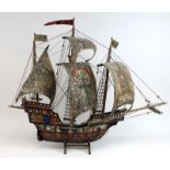 Historisches Schiffsmodell der Santa Maria, Mitte 20. Jh., Nachbau des berühmten dreimastigen
