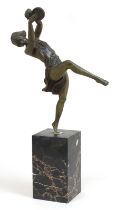 Skulpteur, Anfang 1. Drittel 20. Jh., Art Déco Figur einer Tänzerin mit Tamburin in bewegter
