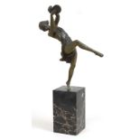 Skulpteur, Anfang 1. Drittel 20. Jh., Art Déco Figur einer Tänzerin mit Tamburin in bewegter