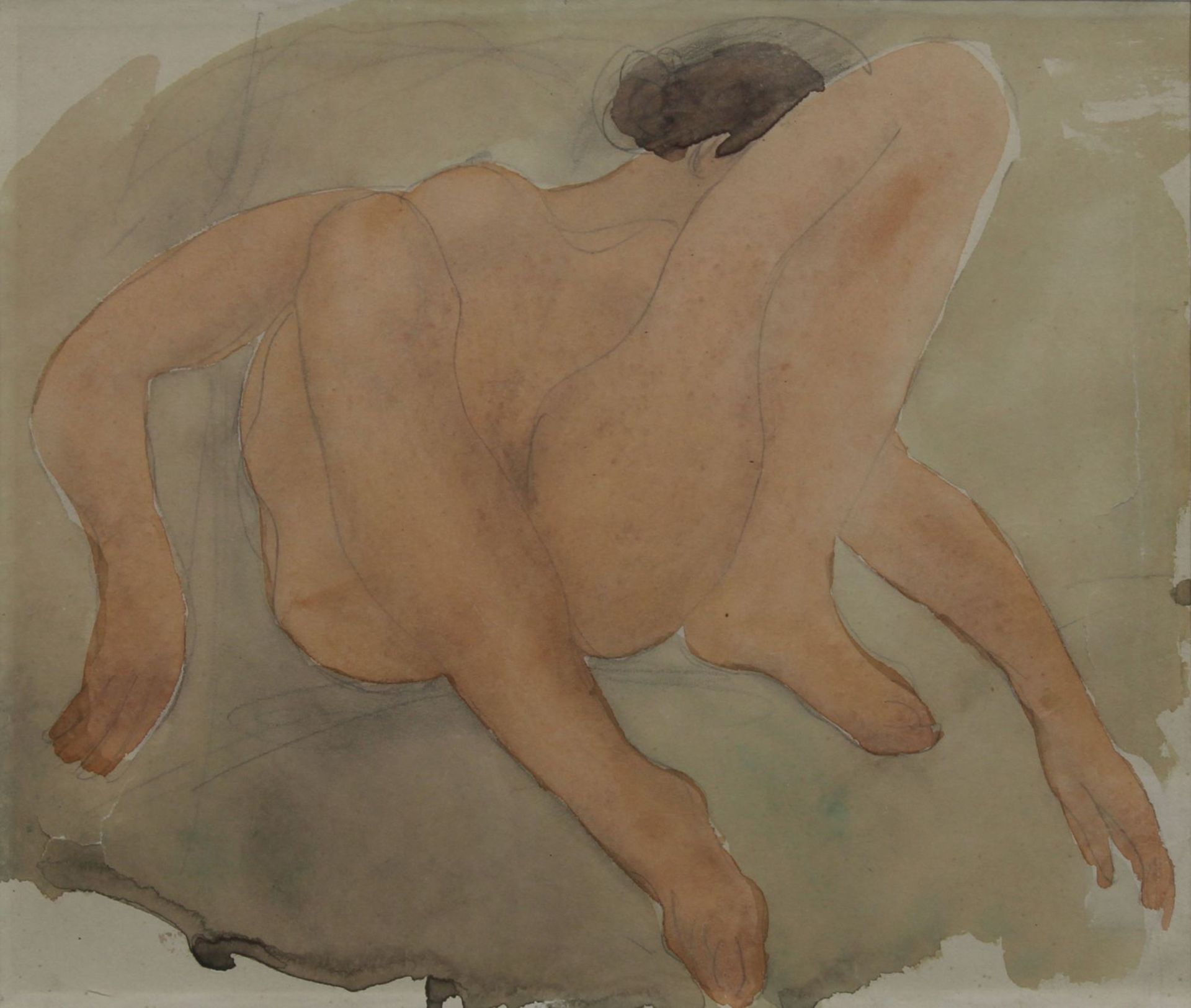 Rodin, Auguste (Paris 1840 - 1917 Meudon) (attr.)., Weiblicher liegender Akt, Aquarell über - Image 2 of 5