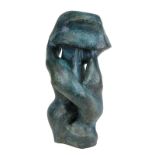 Mangold, Madeleine (geb. Ottweiler/Saar 1947), Abstrakte Keramikfigur in Blaugrün, heller